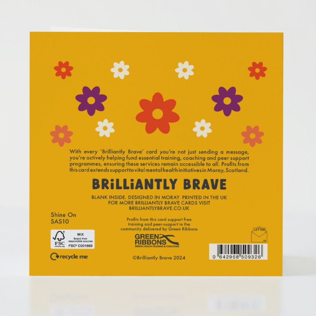 Shine On - Back of the card with uplifting message and thoughtful light-themed design.