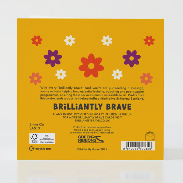 Shine On - Back of the card with uplifting message and thoughtful light-themed design.