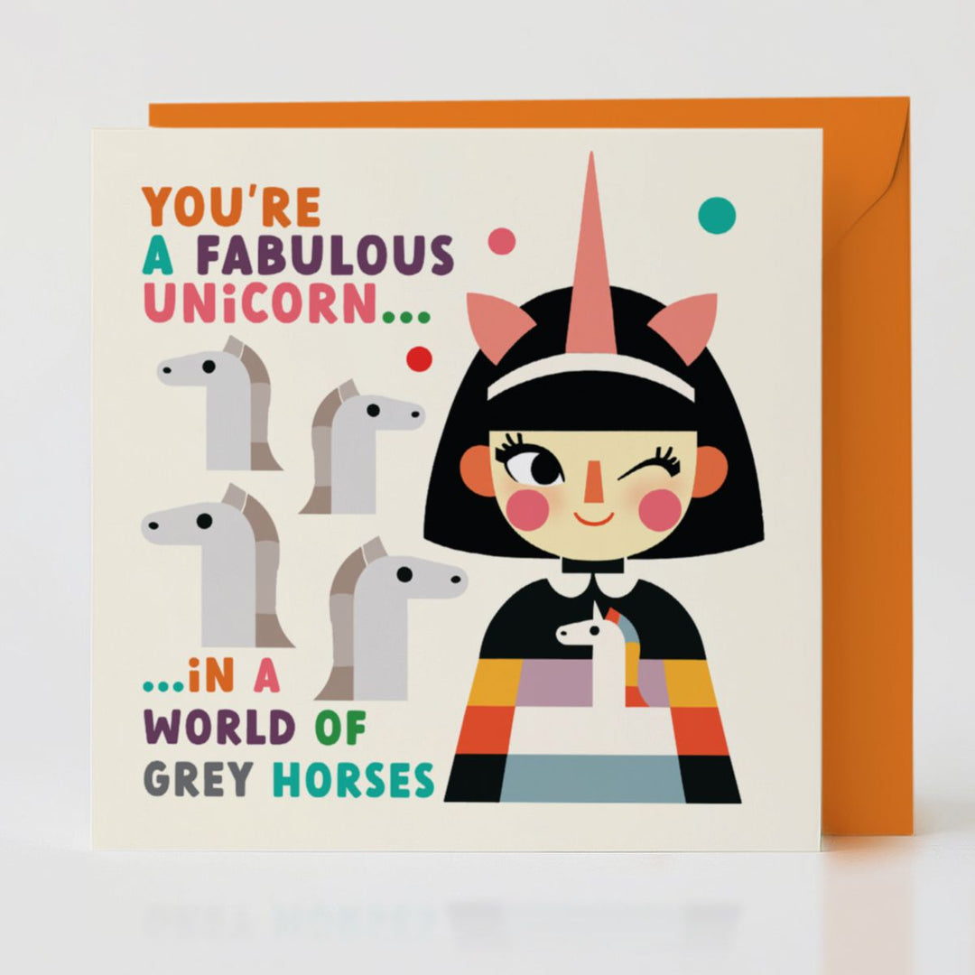 Fabulous Unicorn - Positive vibes card with matching envelope for a magical connection.