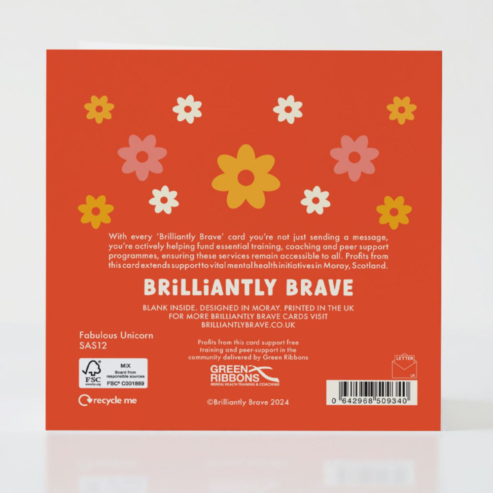 Fabulous Unicorn - Back of the card with whimsical details and joyful theme.