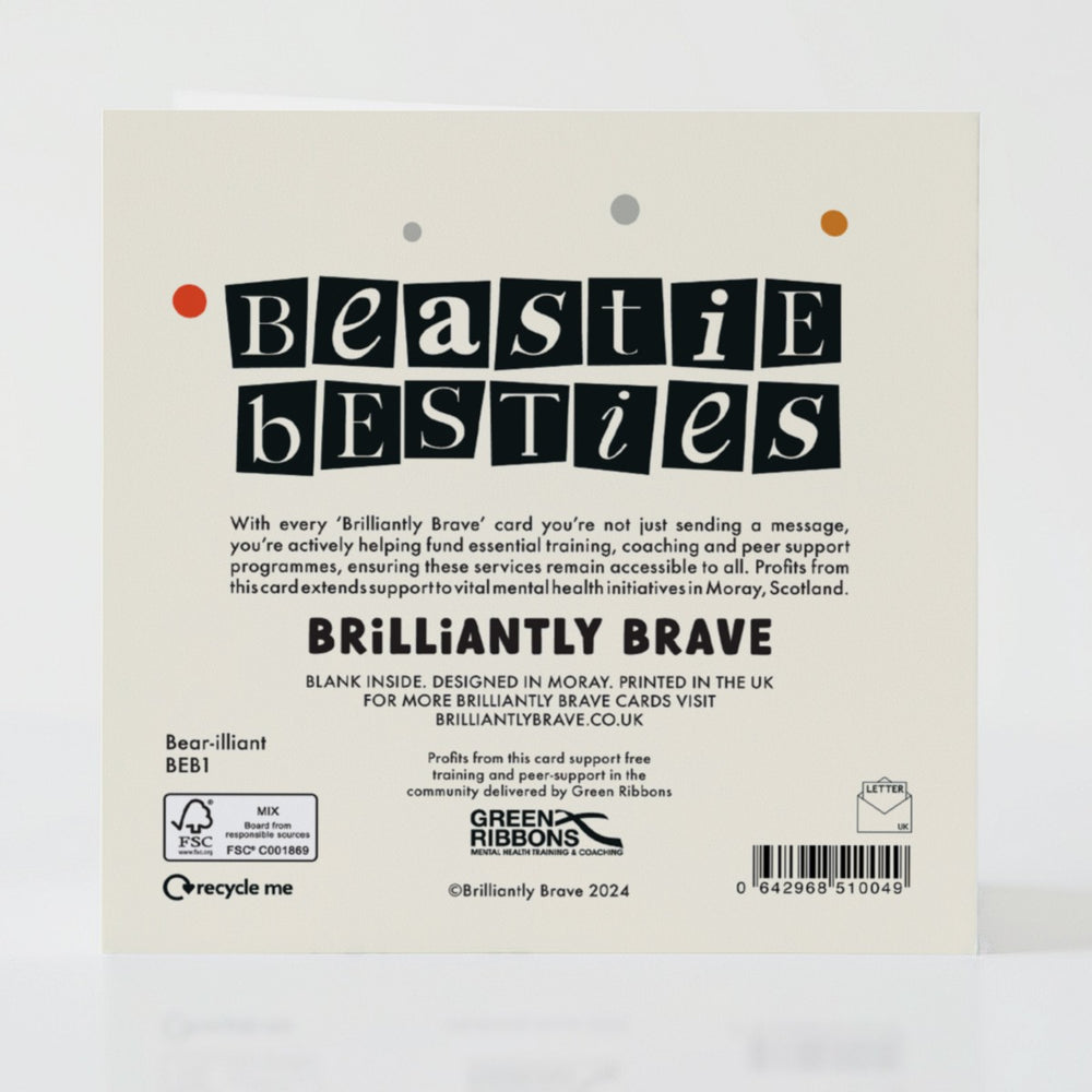 Bear-illiant - Back of the card with subtle design details and a meaningful message.