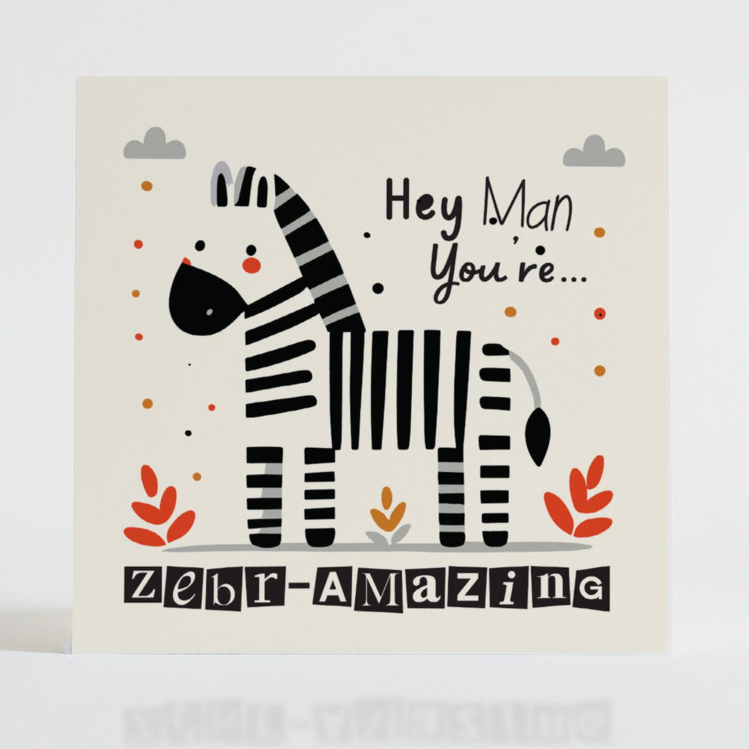 Zebr-amazing - Unique mental health card featuring a striking zebra and a message about individuality.