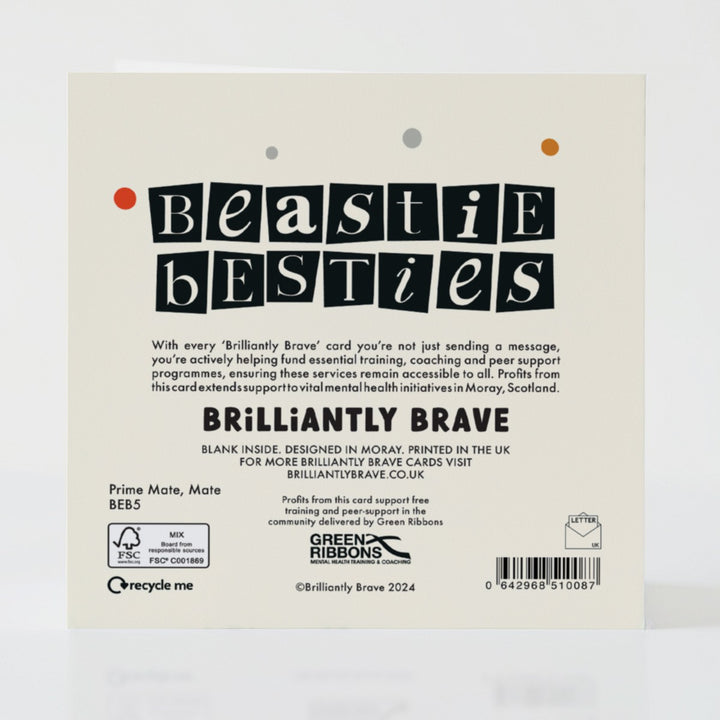 Prime Mate, Mate - Back of the card with light-hearted details and a meaningful note.