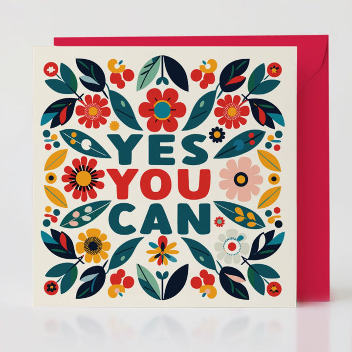 Yes You Can card paired with a striking 'Poppy' red envelope, a powerful reminder to embrace confidence and action.