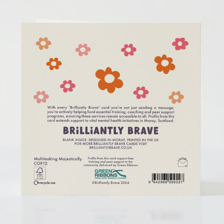 Card details showing eco-friendly materials and mental health initiative support.
