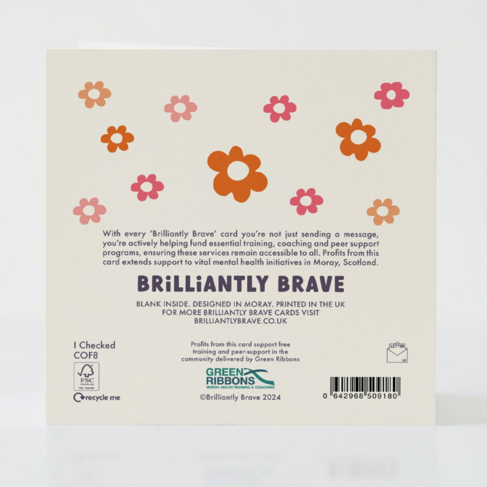 Card details highlighting eco-friendly materials and mental health initiatives.