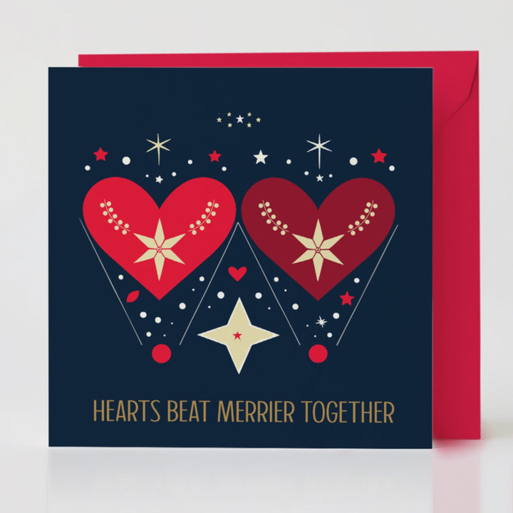 Hearts Beat Merrier - Joy-themed card with matching envelope to brighten someone's holiday season.