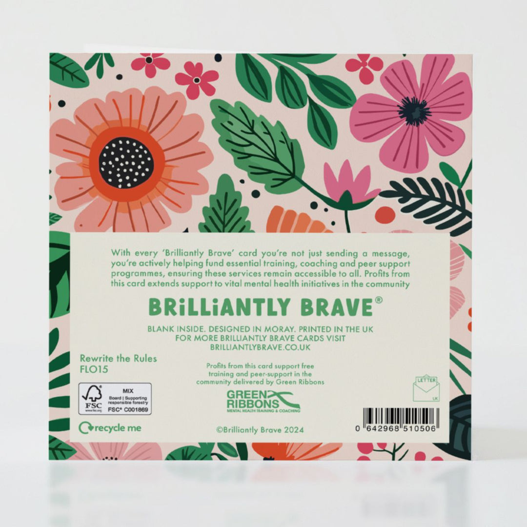 Rewrite the Rules - Back of the card showcasing additional thoughtful design details.