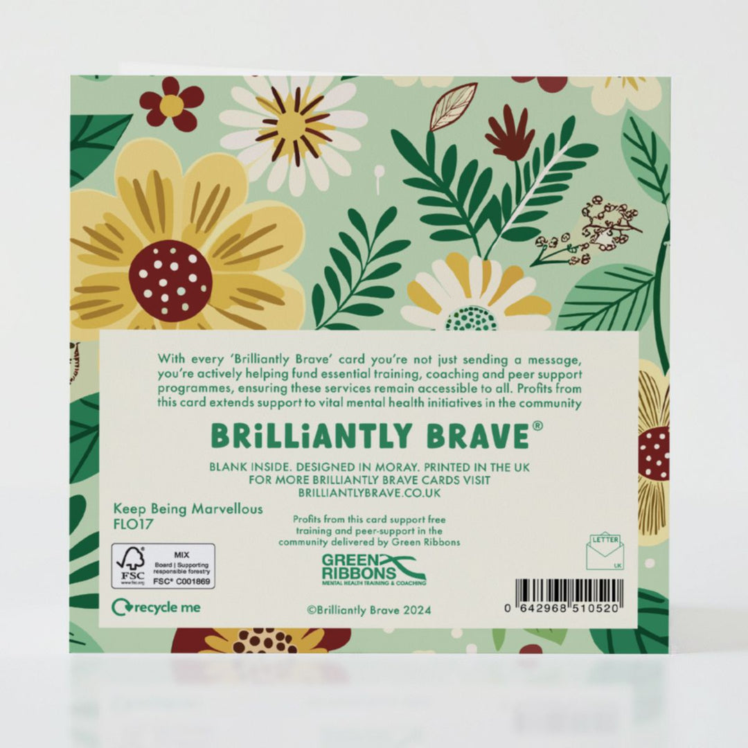 Keep Being Marvellous - Back of the card showcasing additional thoughtful design details.
