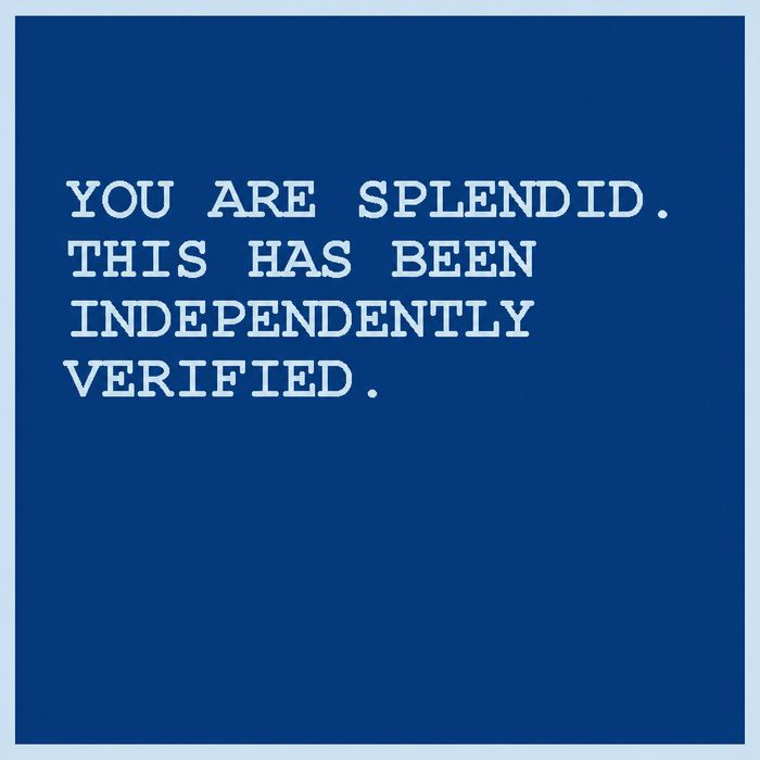 You are splendid.