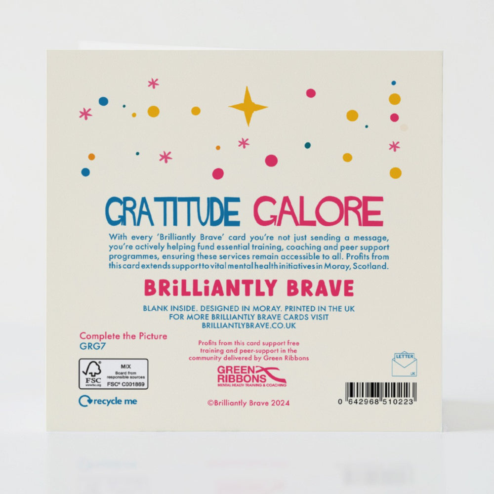 Complete the Picture - Back of the card with minimalistic details that complement its meaningful theme.