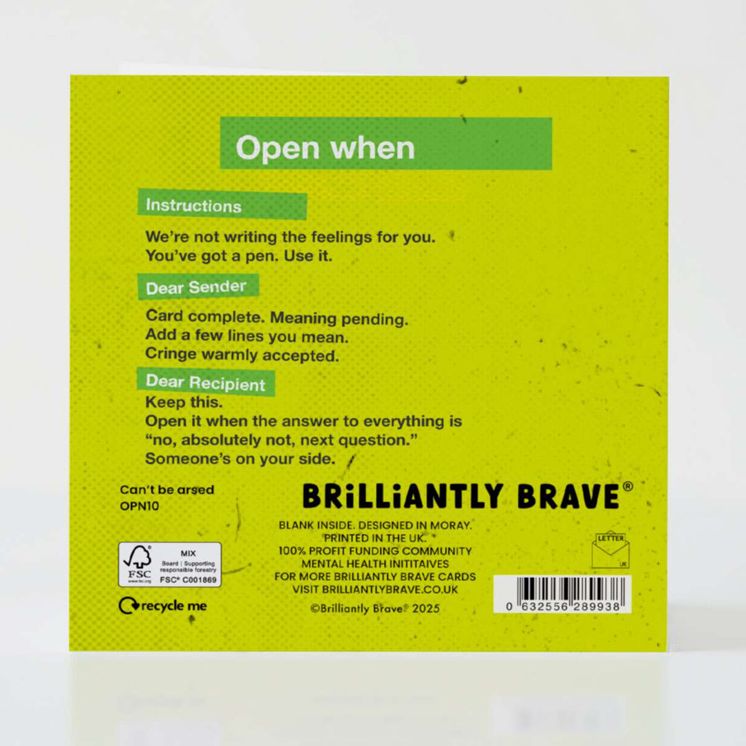 Open When You Can’t Be Arsed