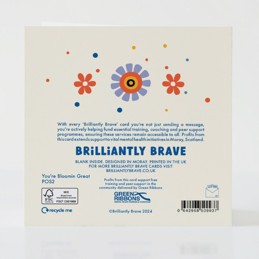 Bloomin Great - Back of the card with subtle design details and positive messaging.
