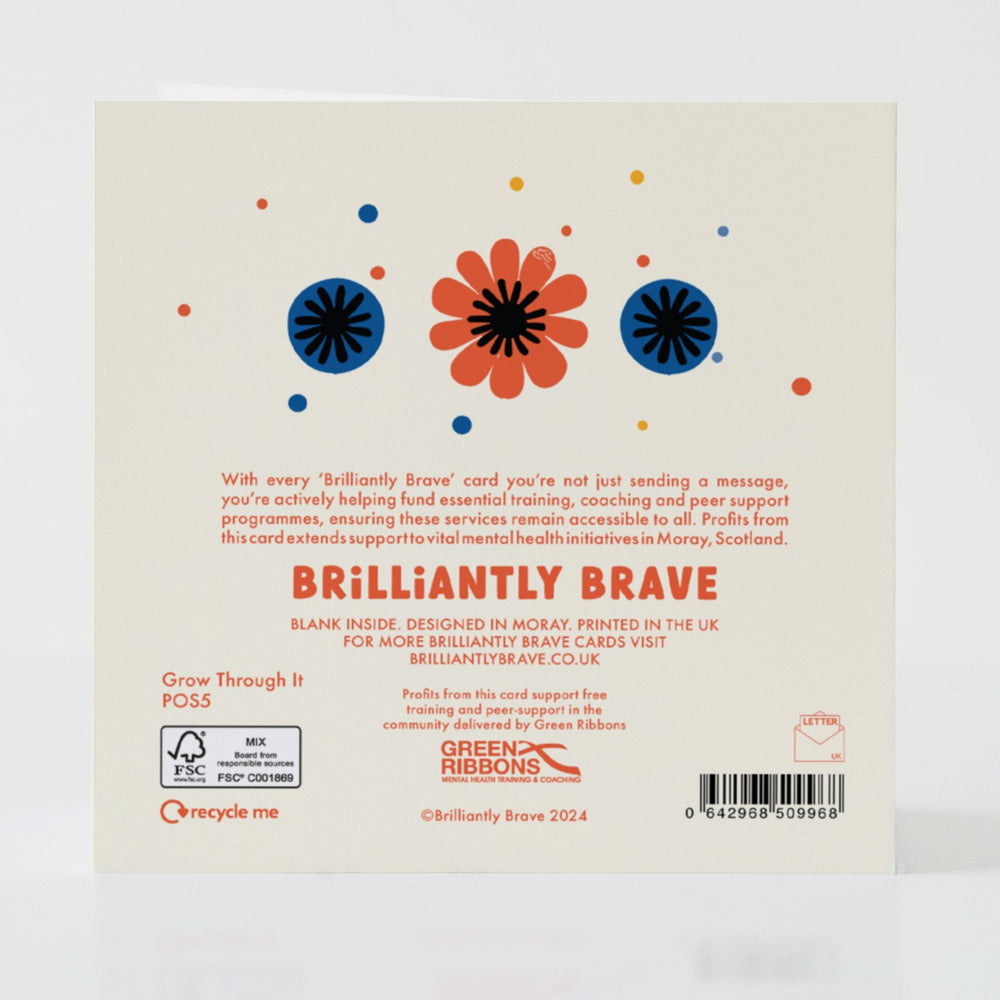Grow Through It - Back of the card with thoughtful design and inspiring message of growth.