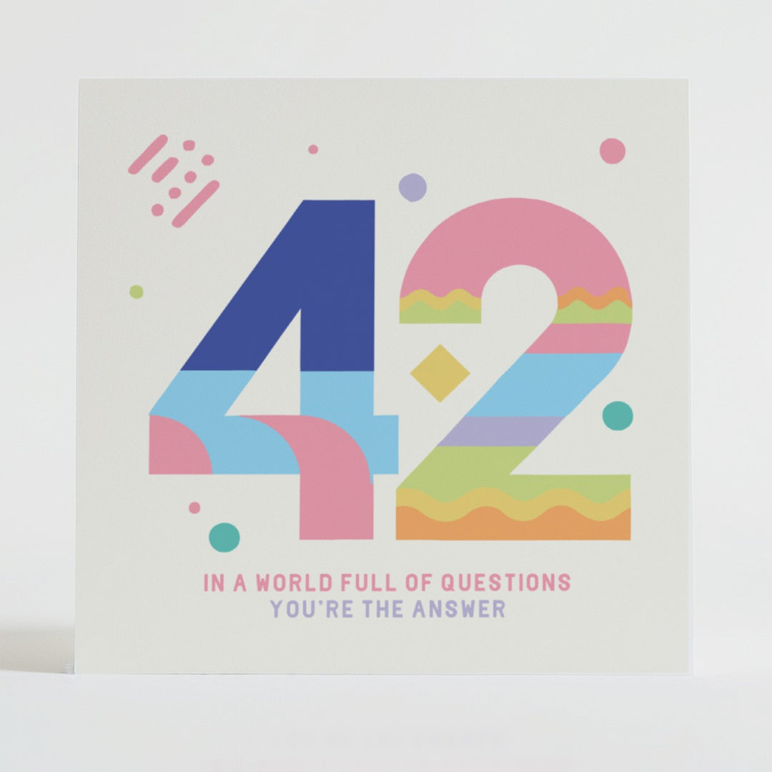 42 You're the Answer - Mental health card featuring a playful design celebrating clarity and connection.