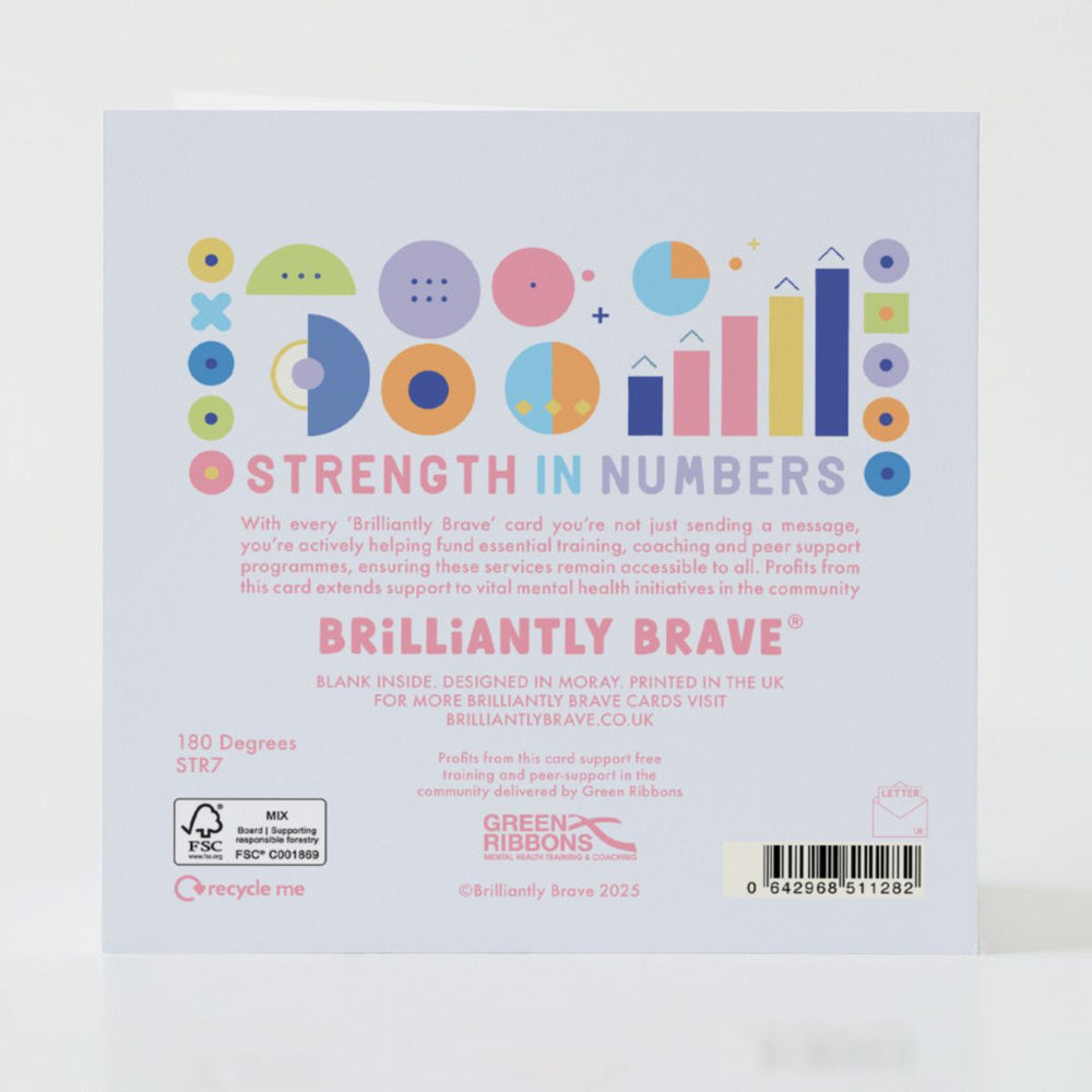 180 Degrees - Back of the card featuring thoughtful details and an empowering message.