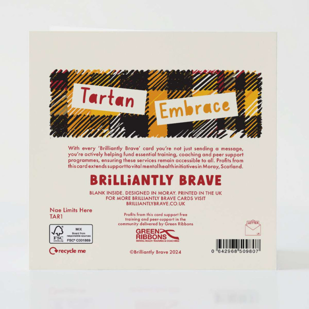 Nae Limits Here - Back of the card with subtle details and Scottish-inspired design.