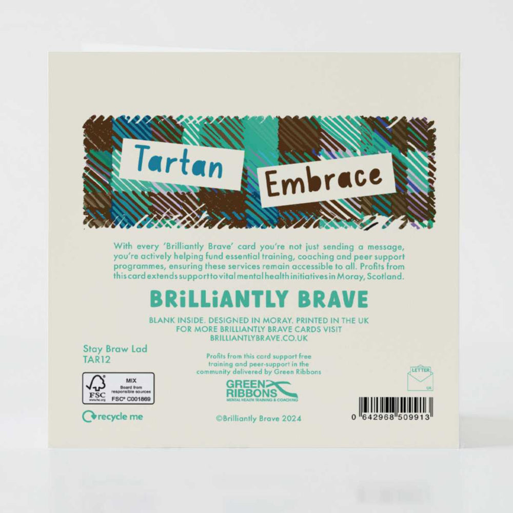 Stay Braw Lad - Back of the card with thoughtful design details and uplifting sentiment.