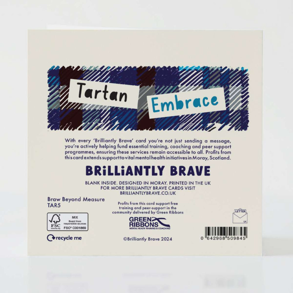 Braw Beyond Measure - Back of the card with elegant design and thoughtful message.