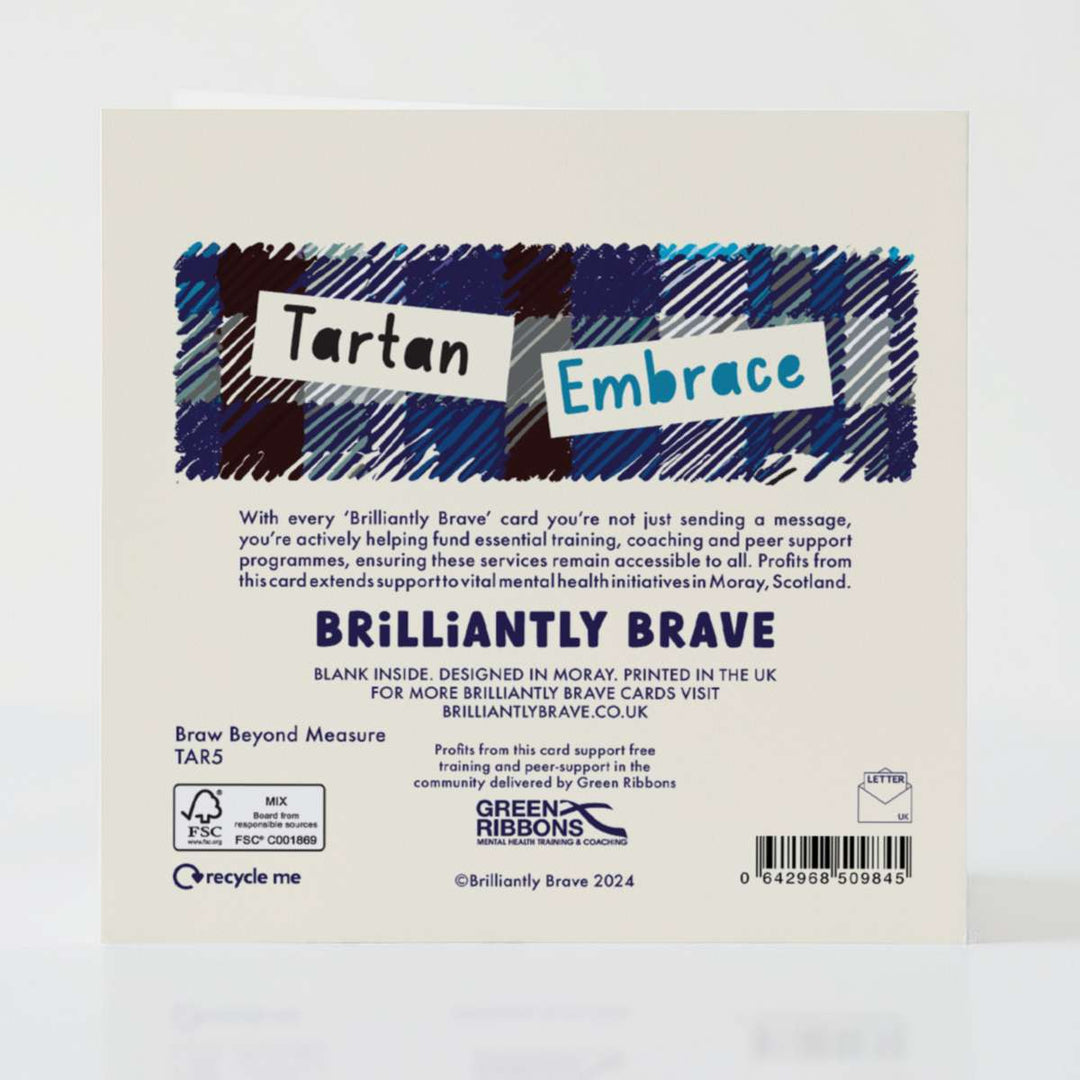 Braw Beyond Measure - Back of the card with elegant design and thoughtful message.