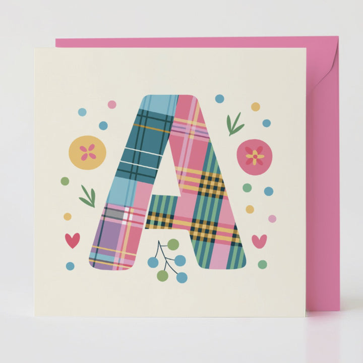 Tartan Pop Letter A - Mental health card with matching envelope for a meaningful connection.