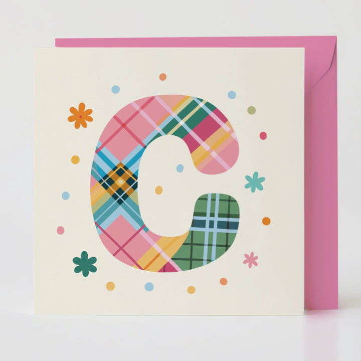 Tartan Pop Letter C - Mental health card with matching envelope for a meaningful connection.
