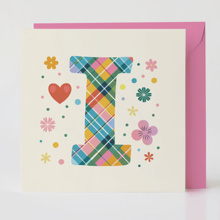 Tartan Pop Letter I - Mental health card with matching envelope for a meaningful connection.