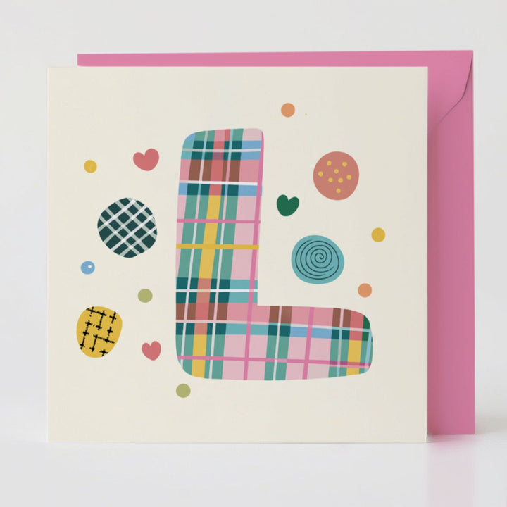 Tartan Pop Letter L - Mental health card with matching envelope for a meaningful connection.