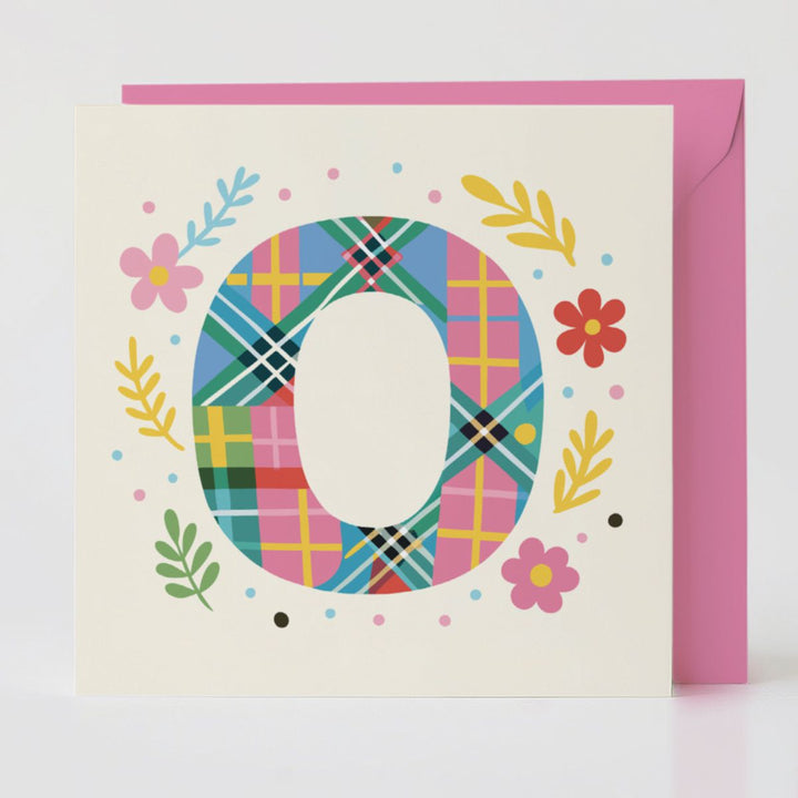 Tartan Pop Letter O - Mental health card with matching envelope for a meaningful connection.