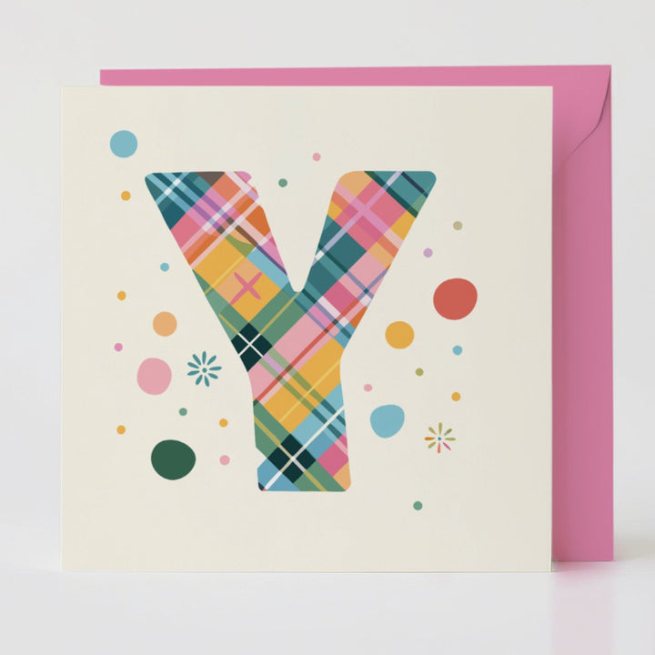 Tartan Pop Letter Y - Mental health card with matching envelope for a meaningful connection.