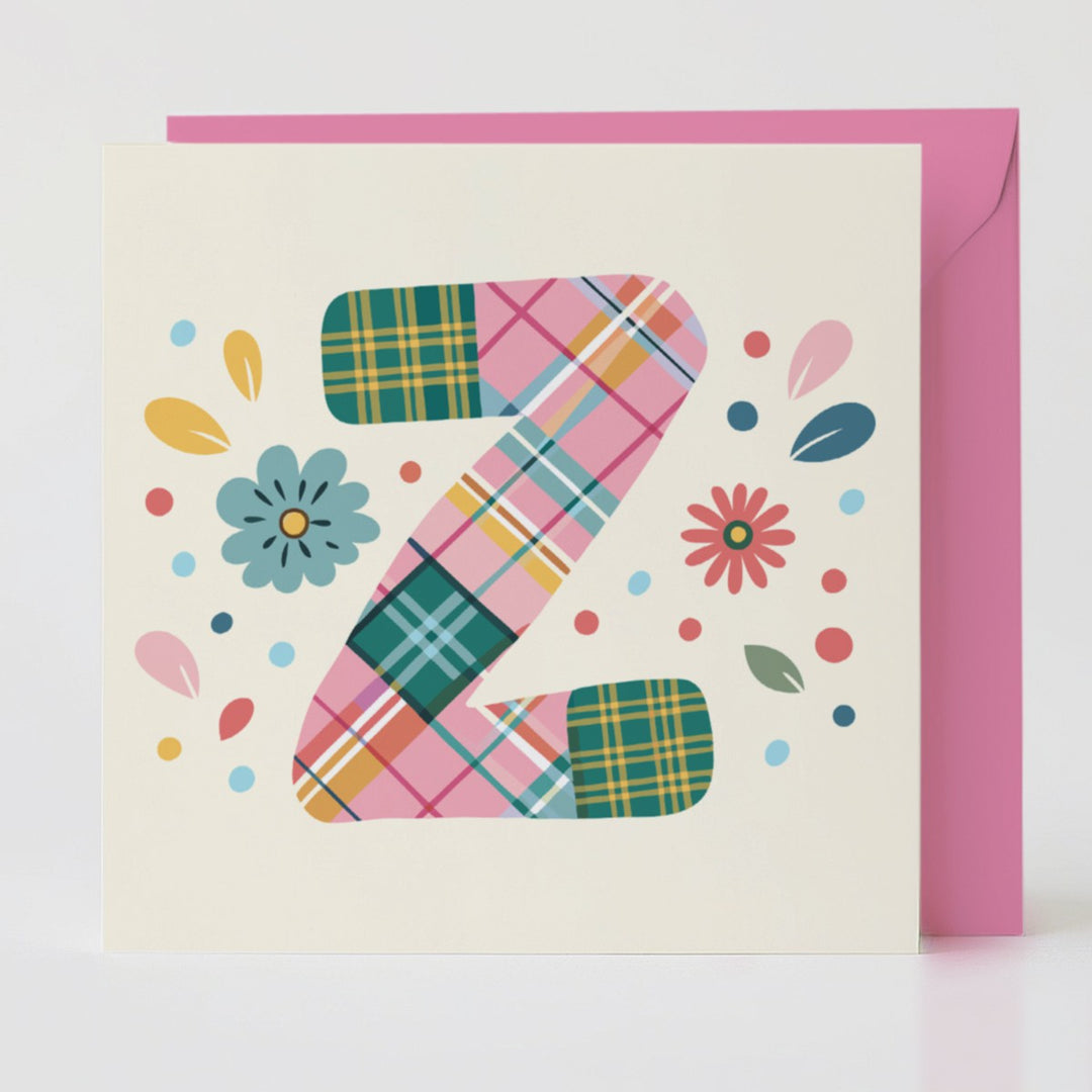 Tartan Pop Letter Z - Mental health card with matching envelope for a meaningful connection.