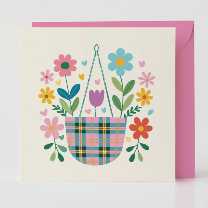 Tartan Pop Basket 1 - Connection card with matching envelope to share comfort and joy.