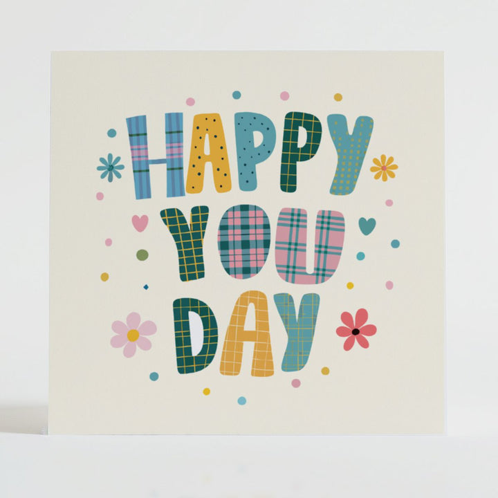 Happy You Day - Celebration card featuring a unique tartan design and message reflecting special.