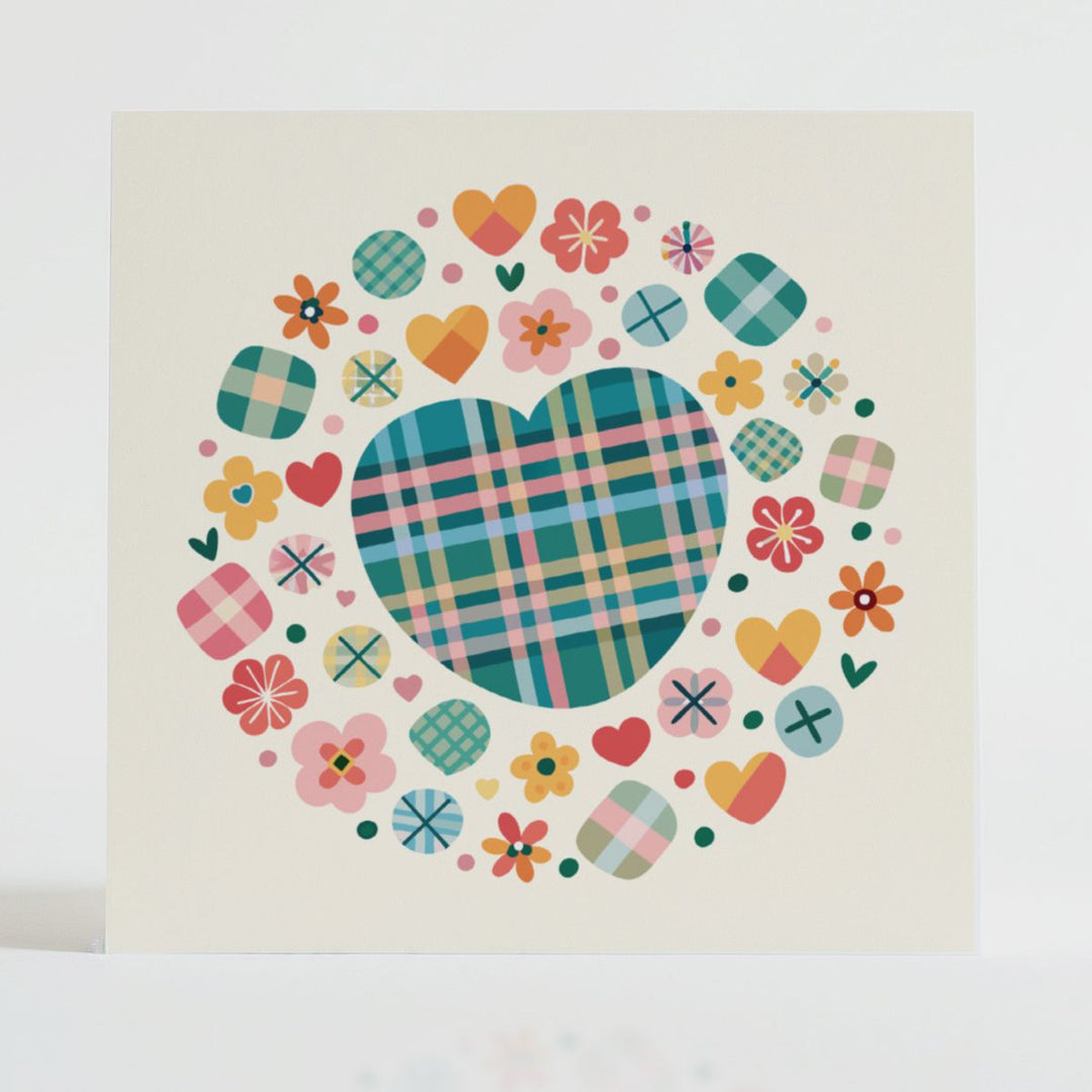 Tartan Heart 1 - Appreciation card featuring a unique tartan design and message reflecting love.