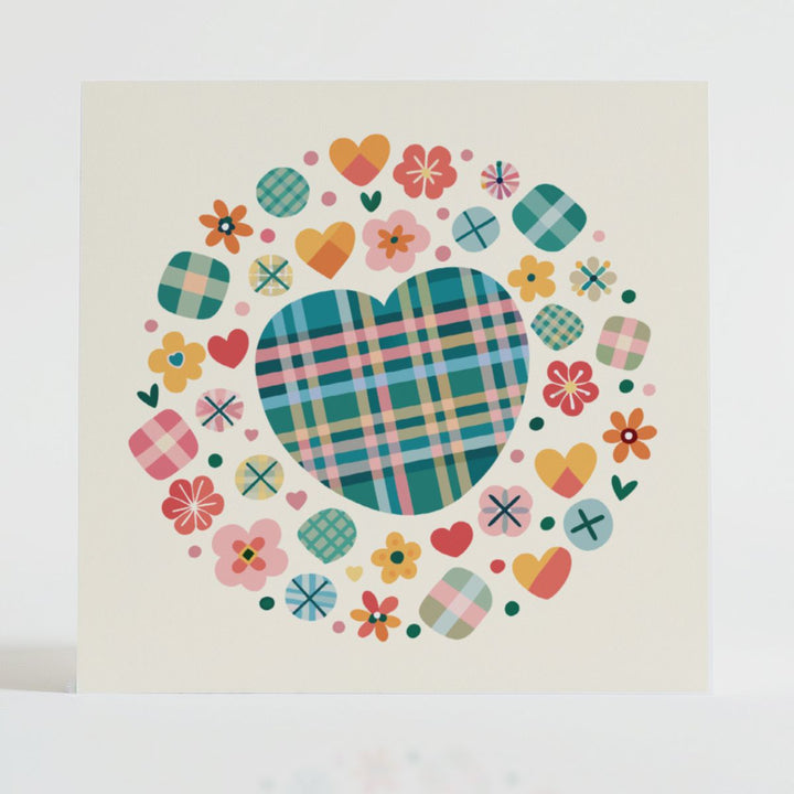 Tartan Heart 1 - Appreciation card featuring a unique tartan design and message reflecting love.