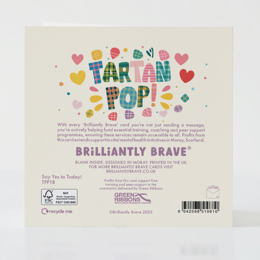Say Yes to Today! - Back of the card with subtle design and details that complement its possibility theme.