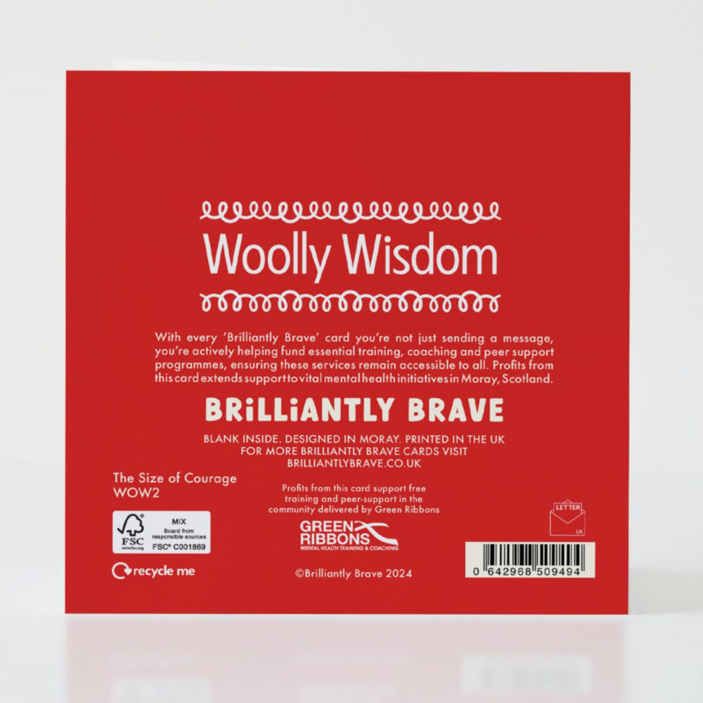 The Size of Courage - Back of the card with subtle design elements and an inspiring message.