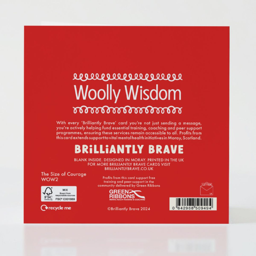 The Size of Courage - Back of the card with subtle design elements and an inspiring message.