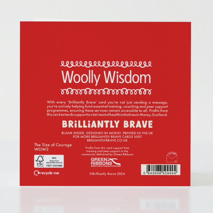 The Size of Courage - Back of the card with subtle design elements and an inspiring message.